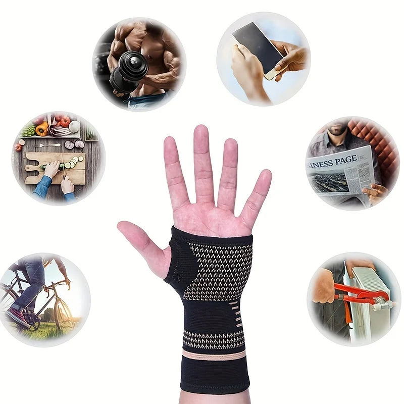 Copper Support Wrist Brace Muñequera Elástica